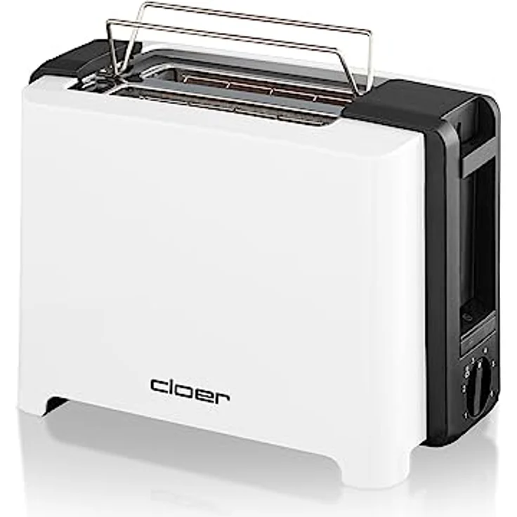 Cloer 3531 Doppelschlitztoaster, 900W, 6 Bräunungsstufen, mit Brötchenrost und Krümelschublade, weiß, schwarz – Bild 2