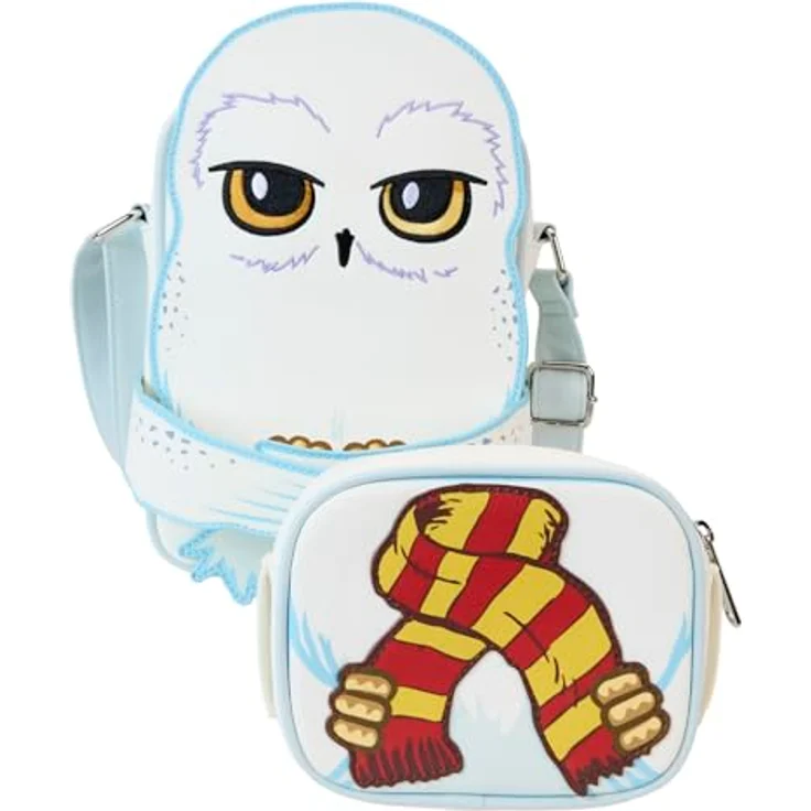 Loungefly Harry Potter Hedwig Crossbuddies Umhängetasche, Silber, aus veganem Leder mit abnehmbarer Geldbörse und verstellbaren Trägern – Bild 3