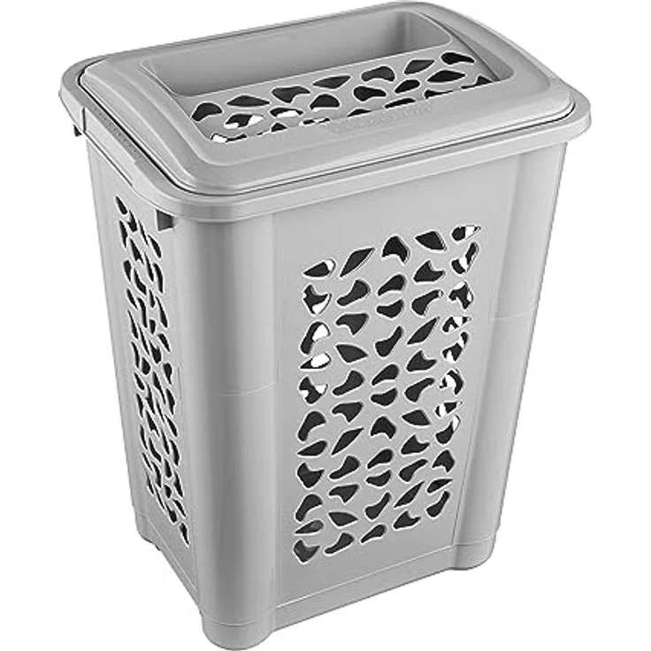 keeeper Wäschebox mit Einwurfschlitz und aufklappbarem Deckel, Luftdurchlässig, 60 l, Per, Nordic Grey – Bild 1