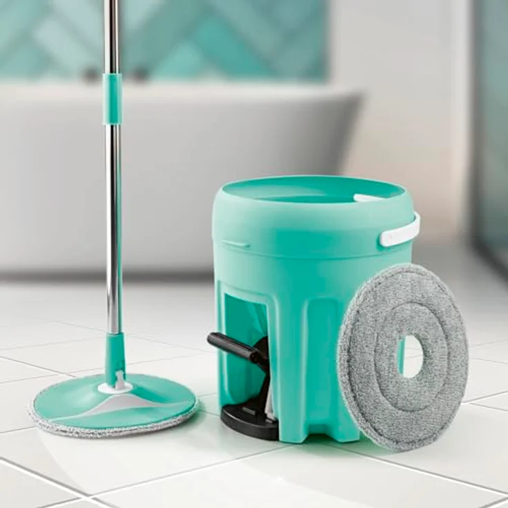 CLEANmaxx Power Spin-Mopp Wischtücher | Saugstarke Mikrofaser-Wischtücher im praktischem 2er-Set | Für alle Böden geeignet & Waschbar bei 40 °C | Ersatz-Stück [Ø 23cm] – Bild 2