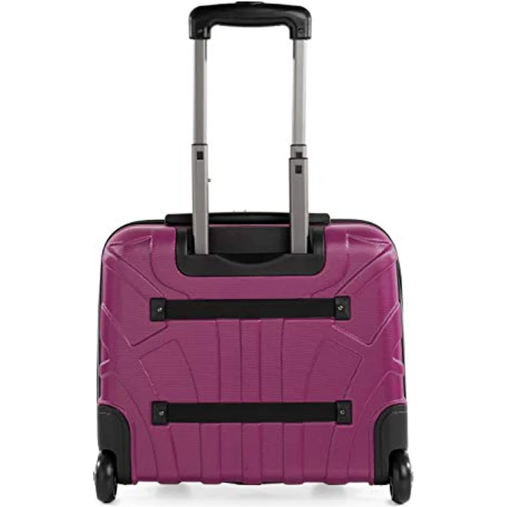 SUITLINE Pilotentrolley Hartschale, Business Trolley, Kabinengepäck, Handgepäck Trolley, Pilotenkoffer, Bordcase, Bordgepäck, TSA, ABS, 4 Rollen, Magenta  Silber – Bild 6