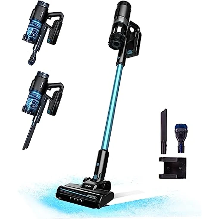 Cecotec Handstaubsauger Conga Rockstar 1500 Ray Pure, kabellos mit 215 W, 12 kPa, 25,2 V Akku, 45 Min. Laufzeit, 3 in 1, Mischbürste, 2 Programme, Parallelzyklon, 500-ml-Tank - Weiß – Bild 1