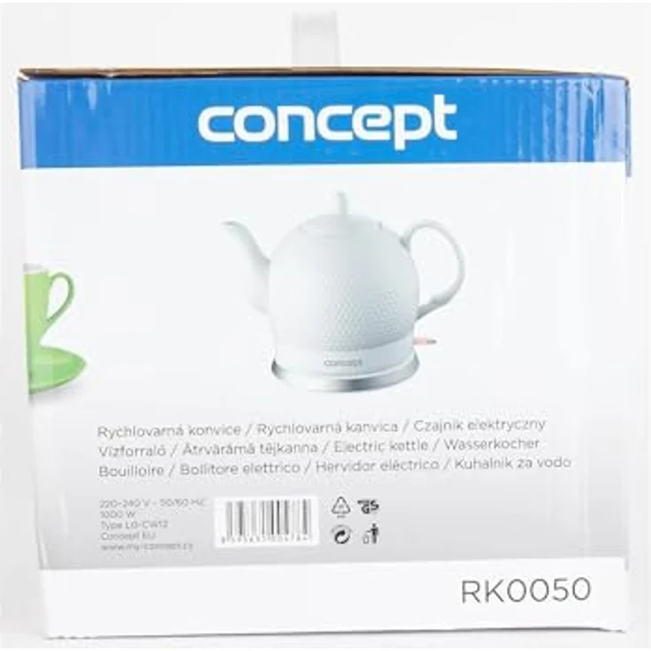 CONPT Hausgeräte Concept Golf RK0050 Elektrischer Wasserkocher Drahtlose Keramik Krug 3D-Golfball-Design 1.2L 1000 W, Ceramic, 1.2 liters – Bild 11