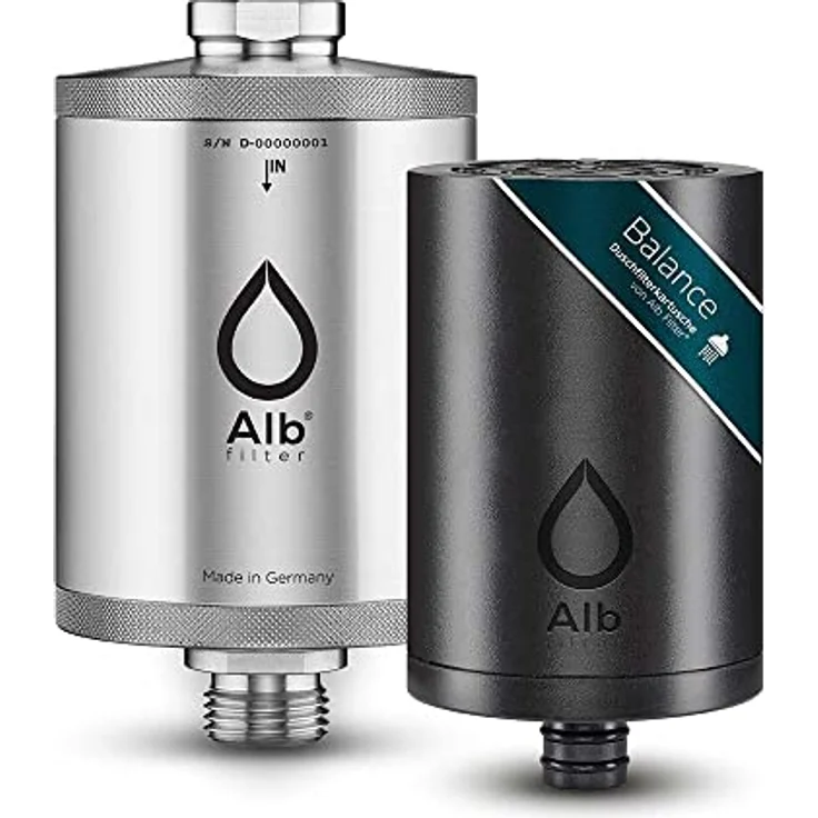 Blaufaktor Alb Duschfilter Balance, Wasserfilter mit Edelstahlgehäuse, Aktivkohle & KDF, reduziertes Chlor und Schwermetalle – Bild 1