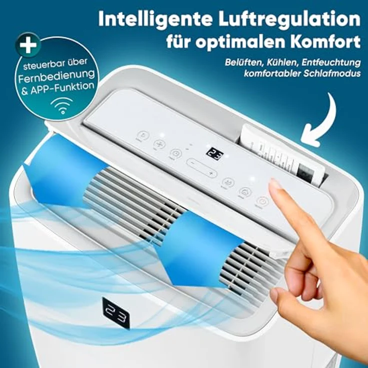 VESKA Mobile Klimaanlage FDP35-3033ZPWR5, 12000 BTU/h (3,5 kW) 4in1 mit WiFi/App, Fernbedienung, 24h-Timer, Luftentfeuchter – Bild 3