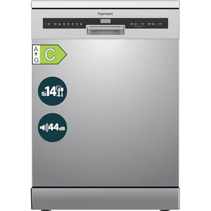 homeX DWFS601444C-S Geschirrspüler 60 cm, freistehend mit 14 Maßgedecken, 7 Programmen, AquaStop, 44 dB, unterbaufähig – Bild 1