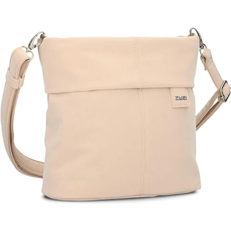 ZWEI Mademoiselle.M Schultertasche Umhängetasche, grau, aus strapazierfähigem Polyurethan mit Reißverschlussfach und verstellbarem Umhängeriemen, 25cm x 10cm x 23cm – Bild 1