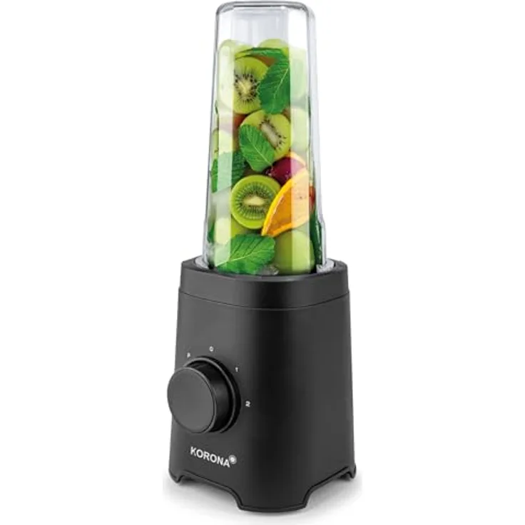 Korona 24500 Smoothie Maker | Homogenes Mixergebnis | ToGo Becher 600 ml | BPA-frei | 320 Watt, mattschwarz