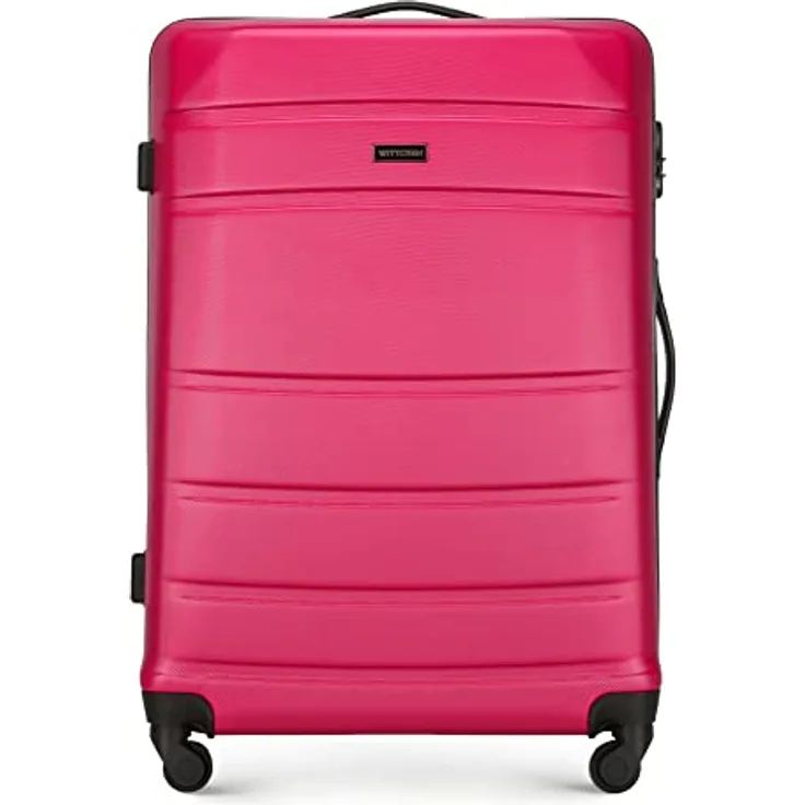 WITTCHEN Großer Koffer Trolley Koffer Reisekoffer aus ABS Hartschalen Trolley 4 Rollen Kombinationsschloss Rosa 56-3A-653-34
