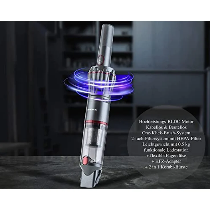 Genius Handstaubsauger Invictus One 1.0, 12-TLG grau - Beutellos & kabellos mit 11000PA - Preisvergleich – Bild 2