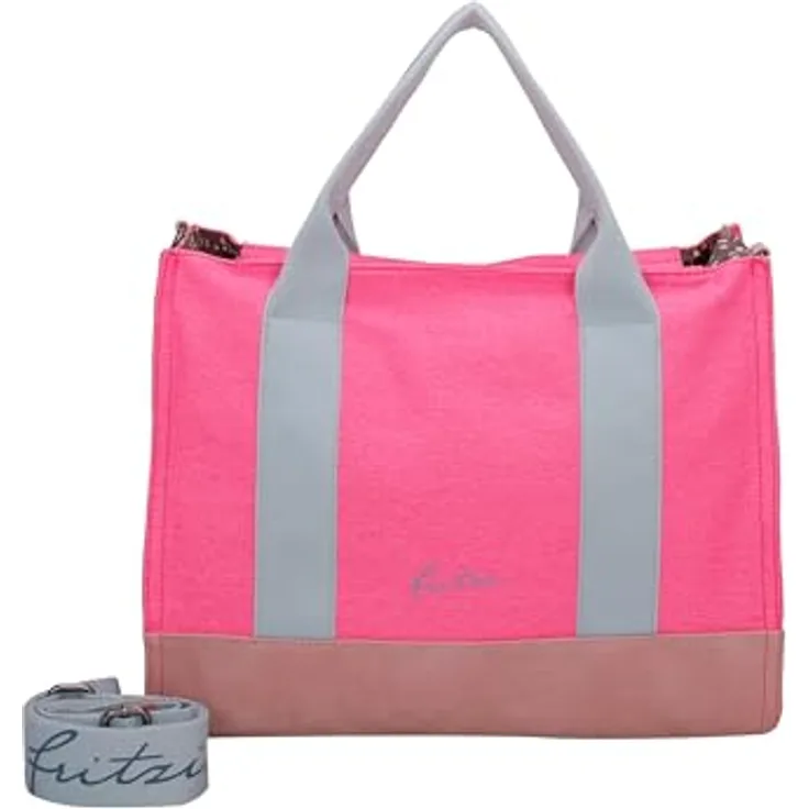 Fritzi aus Preußen Handtasche, große Canvas Handtasche 40 cm, pink, abnehmbarer Schulterriemen, crossbody tragbar