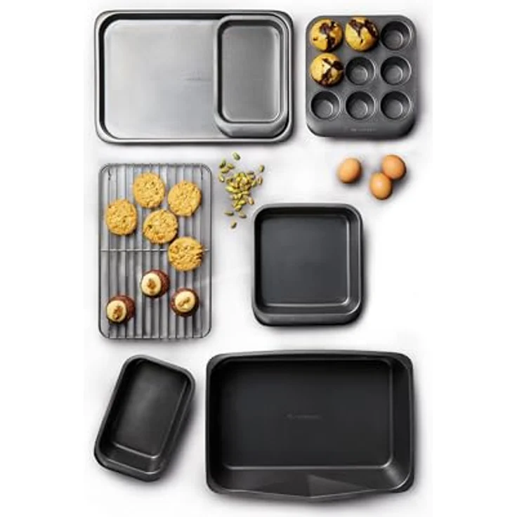 masterclass Smart Space Antihaftbeschichtetes Backgeschirr-Set, Karbonstahl, stapelbar, 7-teilig, grau, 41 x 31 x 10.5 cm, 7 – Bild 5
