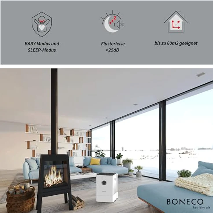 Boneco Luftbefeuchter, Weiß, 400 × 280 × 433 mm – Bild 3