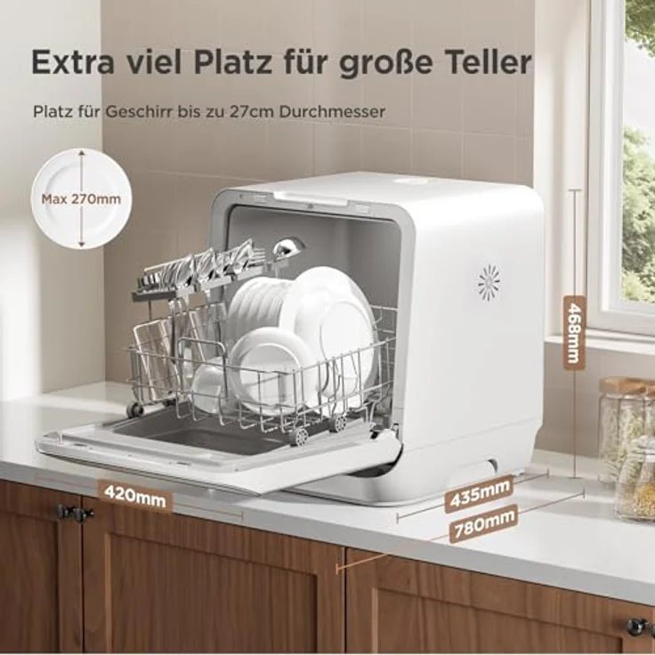 Midea MDWMT0305EW-WE, Kompaktgeschirrspüler in Weiß mit 3 Maßgedecken, 7 Programmen und LED-Bedienung – Bild 4