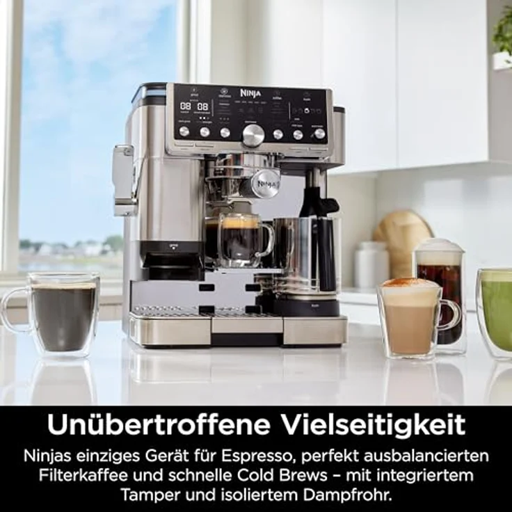 NINJA Luxe Cafe ES701EU, Siebträgermaschine mit integriertem Mahlwerk, 13 Espresso-Arten, 5 Schaumvoreinstellungen, automatischer Tamper und Reinigung – Bild 2