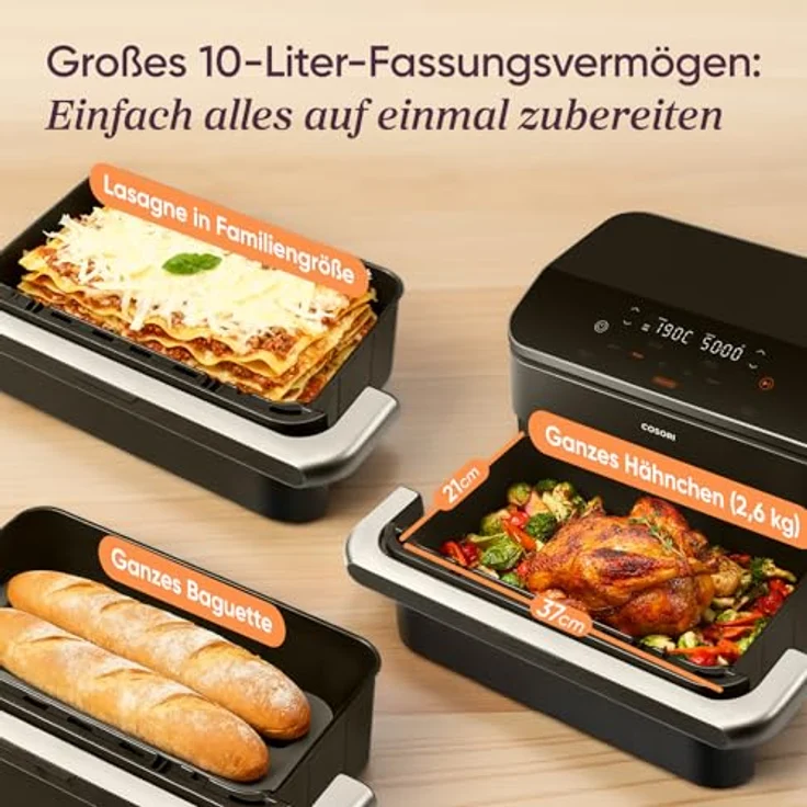 Cosori Dual Blaze TwinFry 10 Liter Heißluftfritteuse CAF-TF101S-AEU, 4 Heizelemente, 8 Portionen, WiFi-Steuerung, schwarz – Bild 5