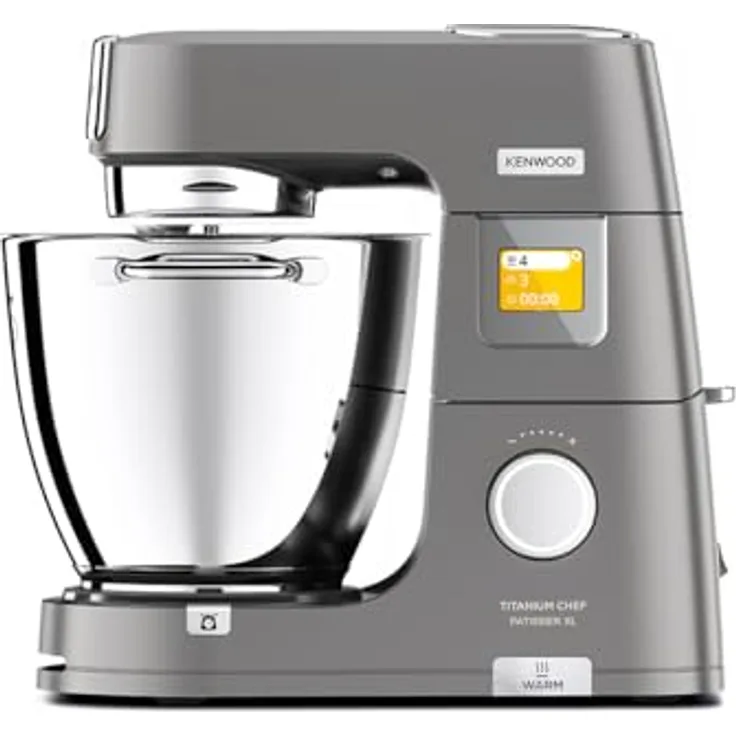 Kenwood KWL90.004.SI Titanium Chef Patissier XL Küchenmaschine, 2 Schüsseln 5L & 7L, 1400 W Motor, Spritzschutz, Premium-Design