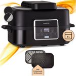 Klarstein Heißluftfritteuse Combo Air, 1500 W, Fritteuse Fritteusen heissluft gesundes Frittieren ohne Öl Schwarz, 5L Air Fryer mit Grill, 5 Kochprogramme, Inklusive Zubehör