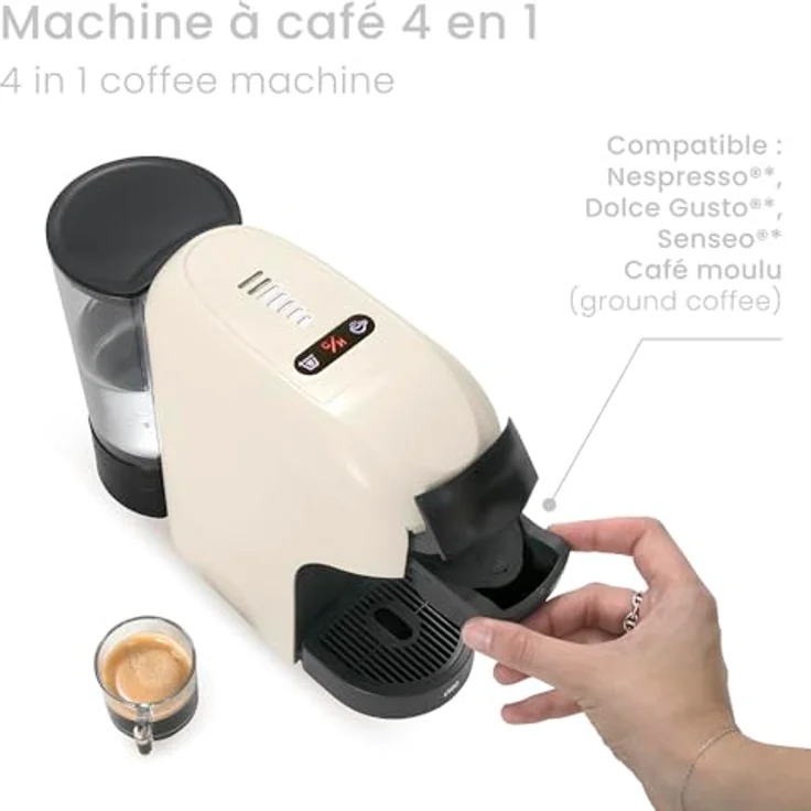 Livoo DOD217C 4-in-1 Mehrkapsel-Kaffeemaschine, 0,85 l, 1400 W, kompatibel mit NESCAFÉ Dolce Gusto, in Creme – Bild 3
