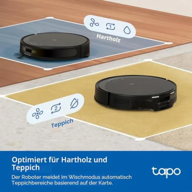 TP-Link Tapo RV20 Max 5300Pa Staubsauger- und Wischroboter mit MagSlim™ LiDAR-Navigation, ultra-schlankem Design in 83 mm, anpassbarer Reinigung, automatischer Aufladung und Sprachsteuerung – Bild 8
