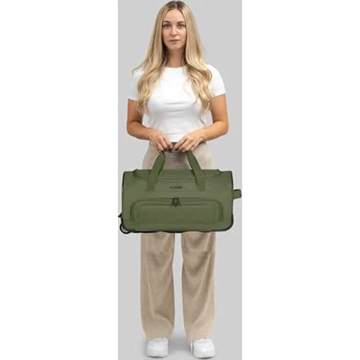 Redolz Duffle Essentials 2-Rollen Reisetasche, 28 cm, 39 l, grün, mit arretierbarem Griff und äußeren Taschen – Bild 5