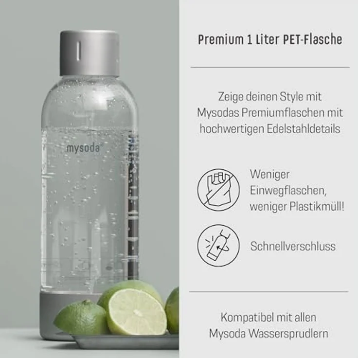 Mysoda Ruby Wassersprudler, inkl. 2 PET-Flaschen, 1 Kohlensäure-Zylinder, Aluminium, weiß – Bild 3