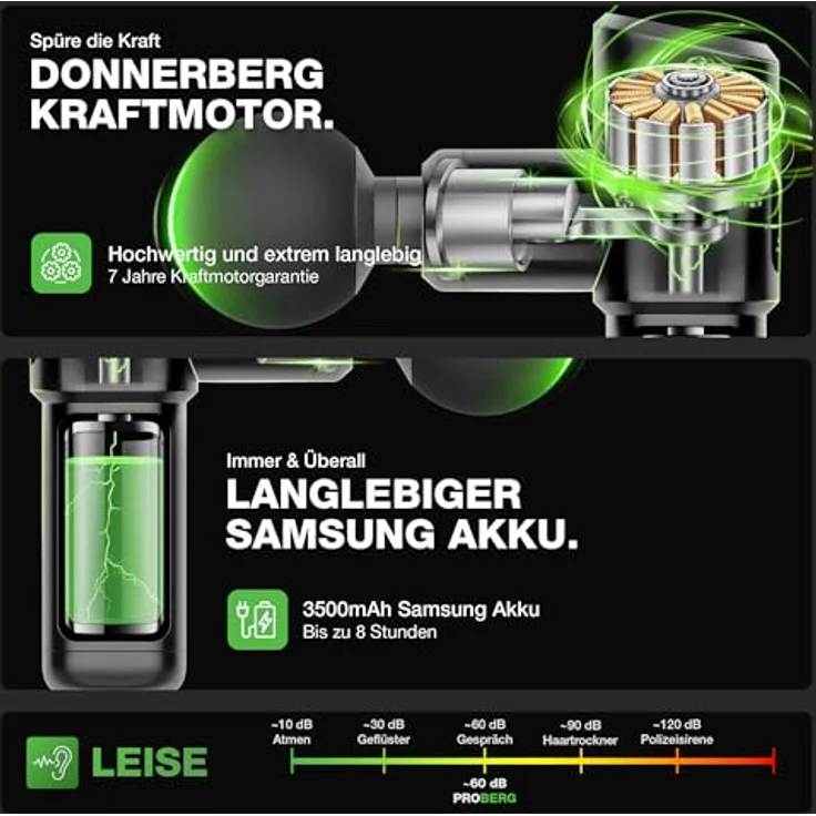 Donnerberg PROBERG 2025 – Kraftvolle Massagepistole mit 24 kg Druckkraft 3500 mAh Markenakku, 7 Jahren Motorgarantie – Bild 5