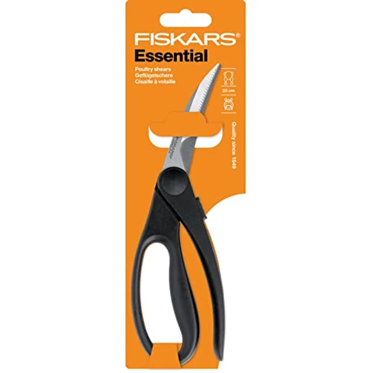 Fiskars Geflügelschere mit gebogenen Profilklingen, Edelstahl, Länge: 23 cm, Für Rechts- und Linkshänder, Schwarz-Silber, Essential, 1023819 - Preisvergleich – Bild 4