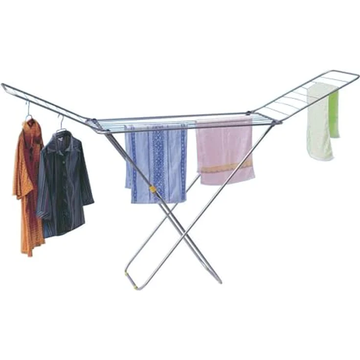 MSV Flügelwäscheständer 180x48x105cm 18m aus Edelstahl-PP in Silber-blau, 180x105x48 cm – Bild 4