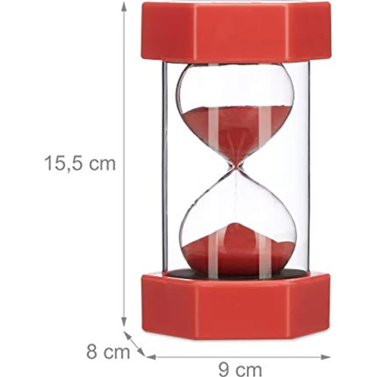 relaxdays Sanduhr XXL Sanduhren Set, 5er Set mit bunten Zeitmessern für 1 / 5 / 10 / 15 / 30 Minuten, bruchsicheres Gehäuse aus Kunststoff – Bild 4