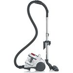 SEVERIN Beutelloser Zyklon-Staubsauger, Bodenstaubsauger für Allergiker, Staubsauger ohne Beutel mit Premium-Eco-Boden- und Parkettdüse, 2 L, weiß-silber-rot, CY 7106