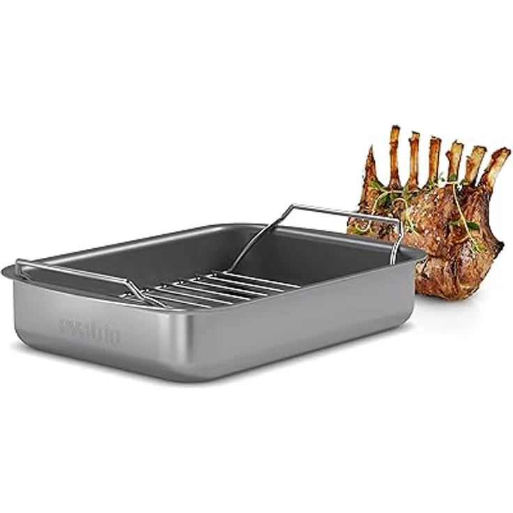 Eva Solo Professionell Bräter mit Rost, 26x19 cm, keramische Slip-Let®-Antihaftbeschichtung, grau – Bild 2