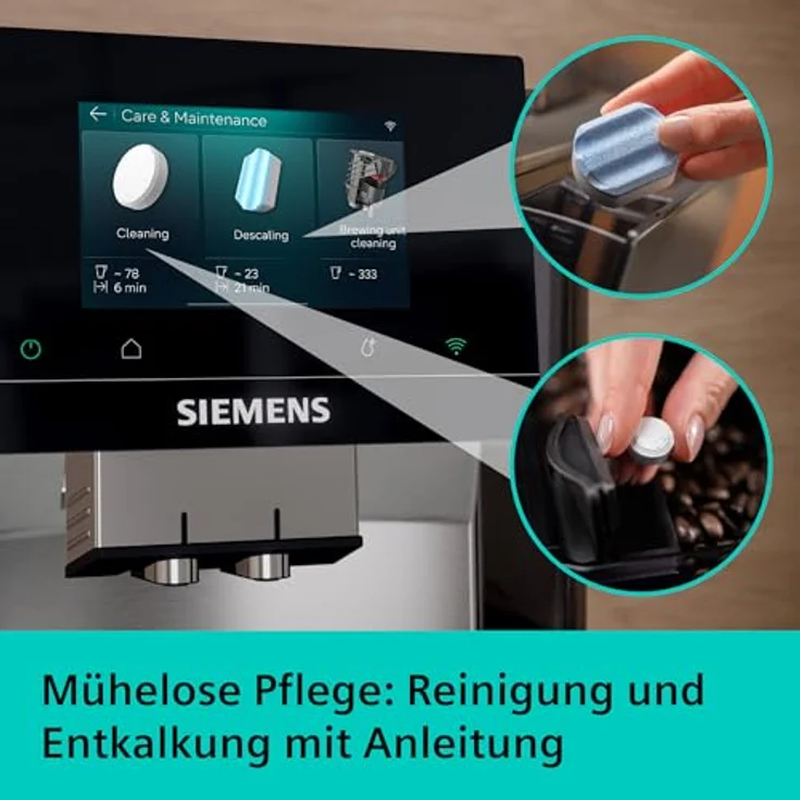 SIEMENS Kaffeevollautomat TQ727D03, farbiges Full-Touch-Display, Doppeltassenfunktion, sehr leise, schwarz – Bild 5