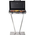 Kalorik TKG EBBQ 1002 L Elektrischer Edelstahl-Barbecue-Grill, Standgrill, XXL-Grillplatte, stufenlose Temperaturregelung, Thermometer, 2 Kochzonen, Silber/Schwarz, 2500 Watt