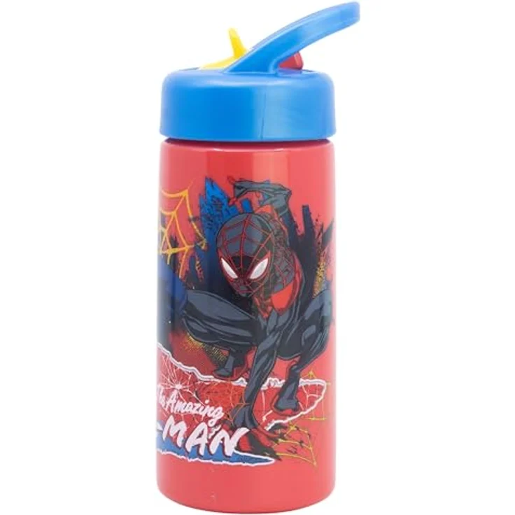 Spiderman Kinder Wasserflasche, 410 ml mit kindgerechter Form für Schule und Alltag – Bild 1