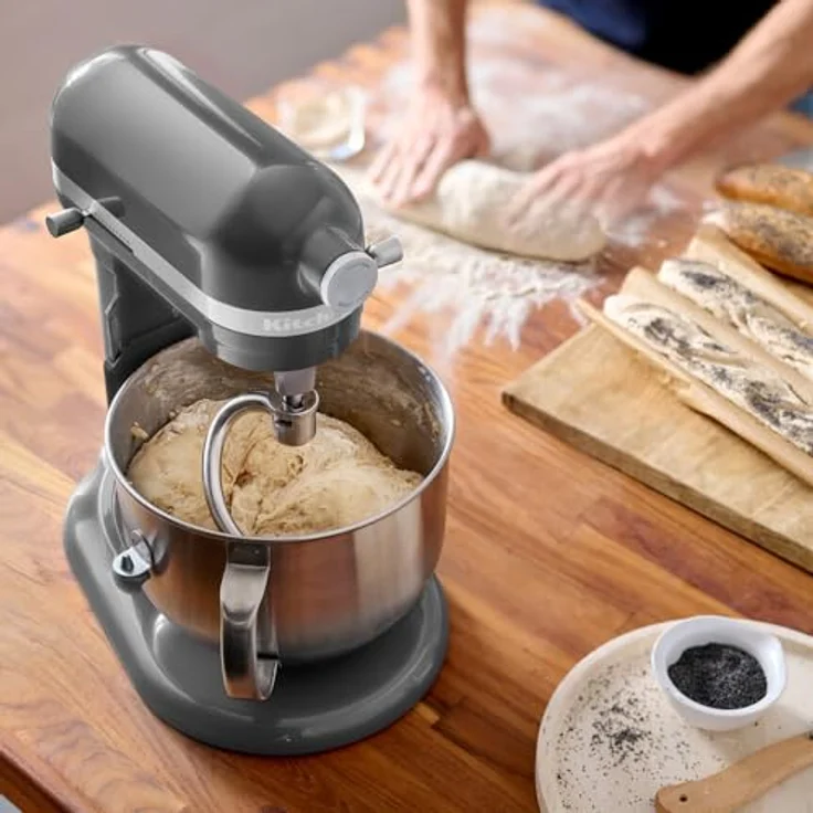 KitchenAid Küchenmaschine 5KSM70SHXEMS, 375 W, 6,6 l Schüssel - Leistungsstärkste Küchenmaschine mit Schüsselheber, silber – Bild 4