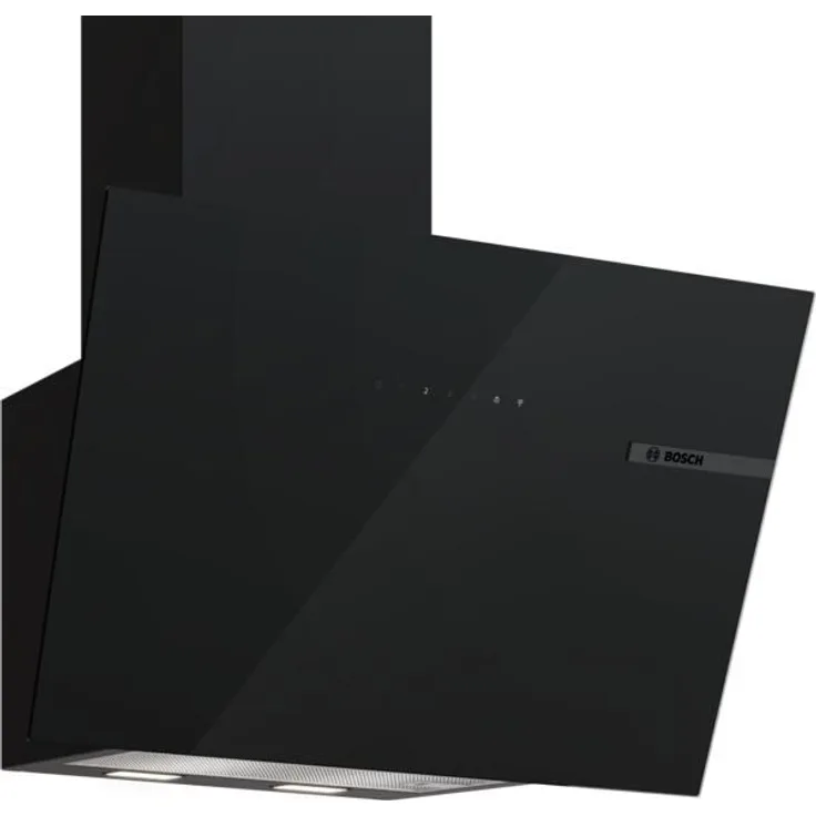 Bosch DWK67PN61, Dunstabzugshaube im Schrägessen-Design mit schwarzer Glasfront, Home Connect, SilentPowerDrive Motor, LED-Beleuchtung