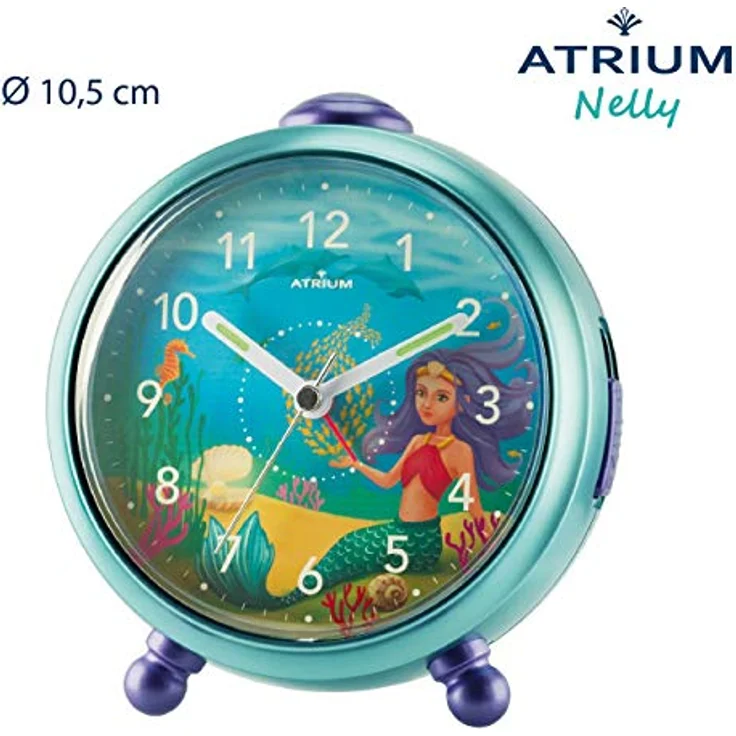 Atrium Quarzwecker A932-13, Kinderwecker in Metallic-Mint und -Lila mit Snoozefunktion und großem Ziffernblatt – Bild 3
