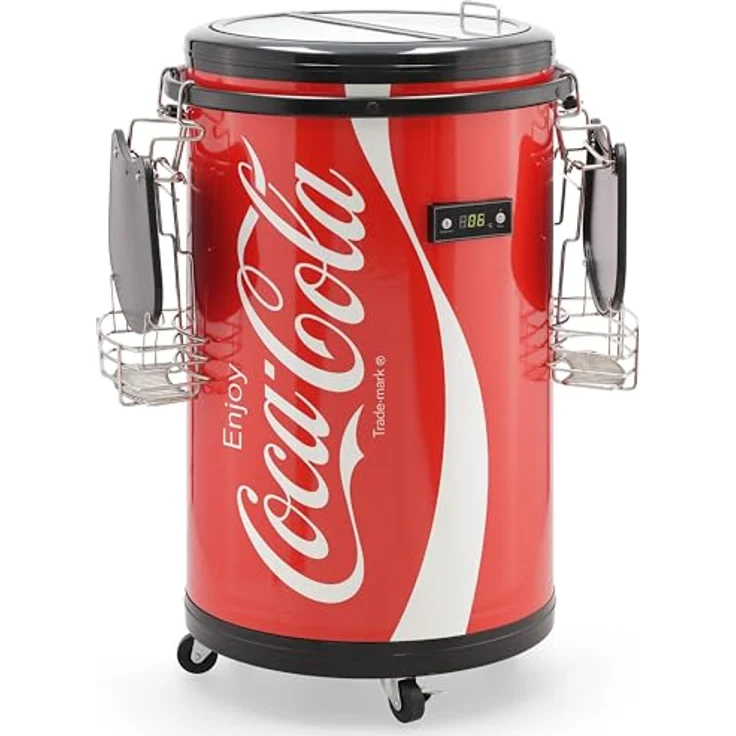 Salco Coca-Cola Partycooler SPC-88CC, Mini Kühlschrank 50L Getränkekühlschrank, im stylischen Coca-Cola Design, transparenter Glasdeckel, digitale Temperaturanzeige – Bild 1