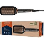 GRUNDIG NaturaShine HB 7150 Glättbürste, Keramikbeschichtung mit Macadamia- und Kokosöl, Ionic-Funktion, antistatisch, 5 Stufen, 130 °C bis 210 °C, für alle Haartypen, Schwarz/Roségold