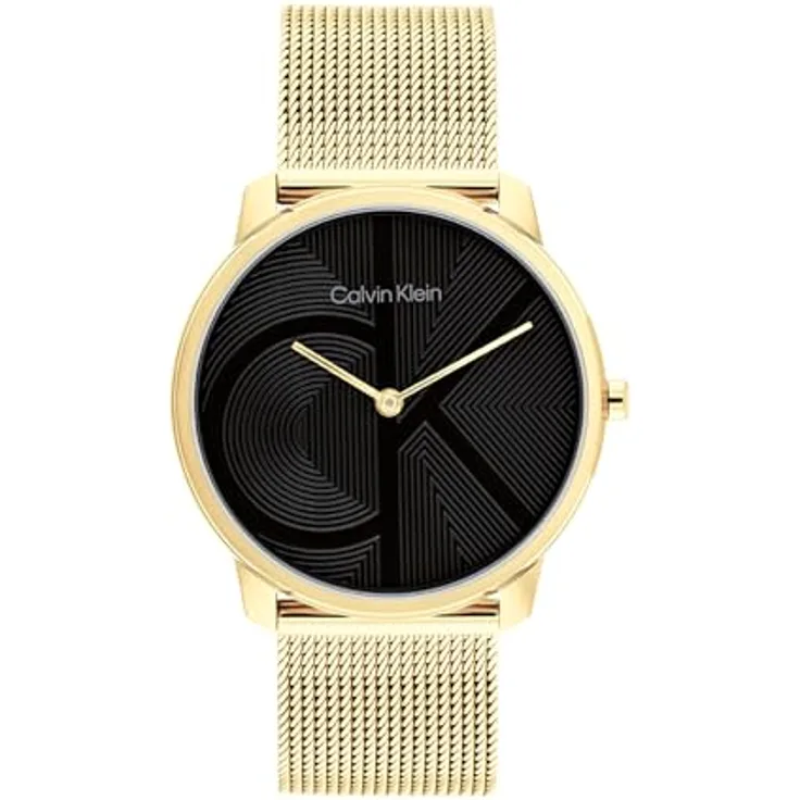 Calvin Klein Quarzuhr CK ICONIC 35 mm 25300016, Damenuhr mit Edelstahlarmband, schwarz- und goldfarben