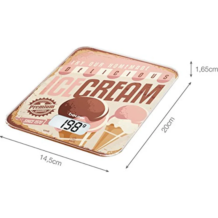 Beurer KS 19 Ice-Cream Küchenwaage, digitale, mit Tara-Zuwiegefunktion, Sensortastenbedienung, 5kg Tragkraft – Bild 2
