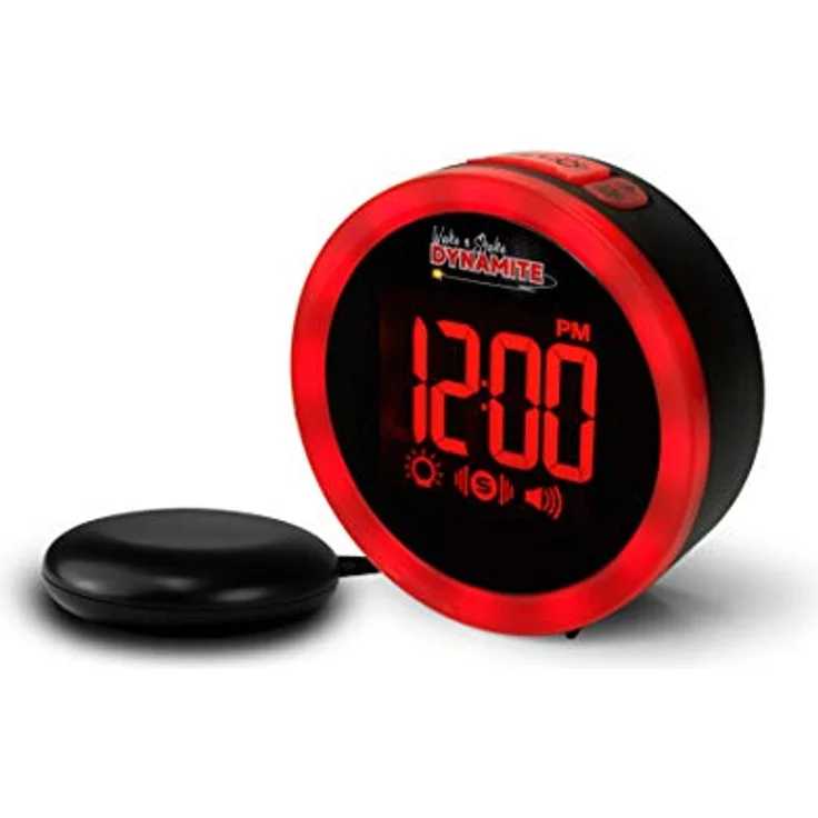 Geemarc Wake'n Shake Dynamite, Wecker mit Lautstärke 85 dB, Sensor-Sitzkissen 36 x 36 cm, Alarmfunktionen und Funkfrequenz 433,92 MHz – Bild 1