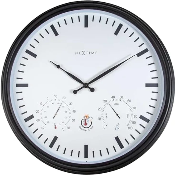 NeXtime 4306ZW Wanduhr, Kunststoff, Schwarz, 50.8 cm Durchmesser mit Schrittbewegung