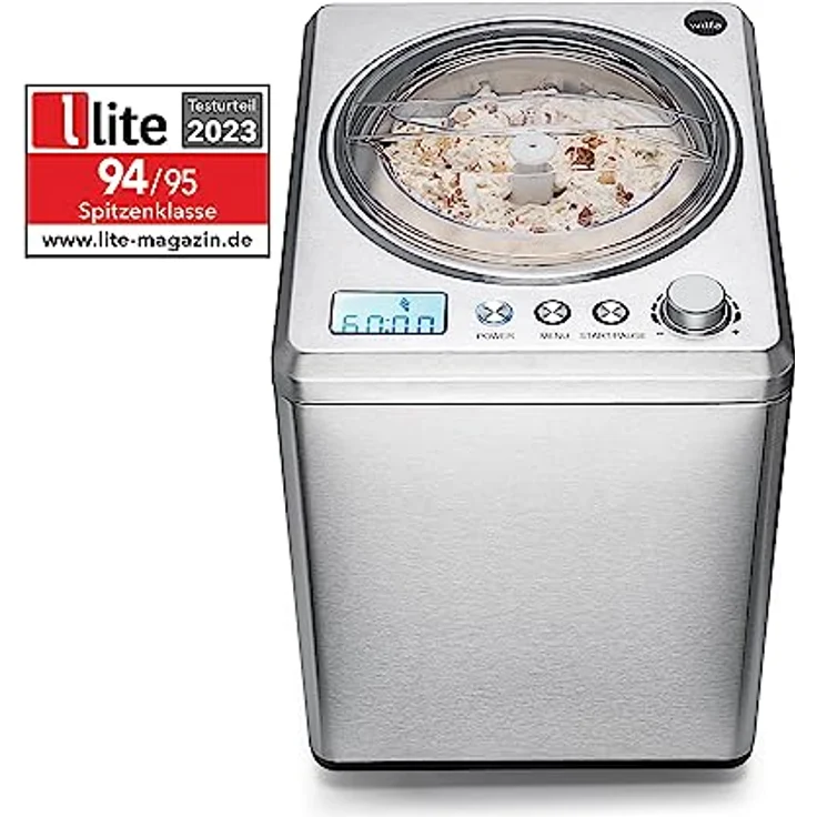 WILFA VANILLA ICM1S-250 Eismaschine mit Kompressor, 250W, Sorbet und Frozen Yoghurt, 2,5 Liter Fassungsvermögen, LCD-Display, Timer, Kühlhaltefunktion, silber – Bild 2