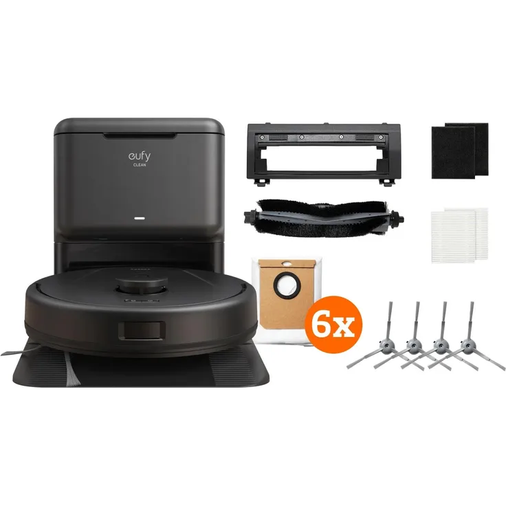 eufy L60 Hybrid SES Complete, Staubsauger Roboter mit Lasernavigation, Selbstentleerungsstation und Wischfunktion