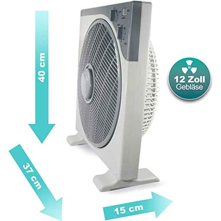 EAXUS Tischventilator Boxventilator - Kraftvoller 40W Fan für Tisch & Boden, Grau, mit Timer, Oszillationsfunktion, 3 Geschwindigkeitsstufen – Bild 5