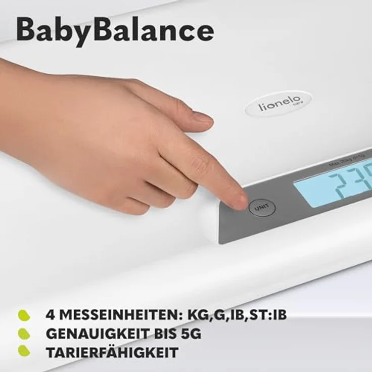 lionelo Personenwaage Babybalance, Set, Digital/Messwertspeicher/50g-20kg/4 Gewichtseinheiten – Bild 5