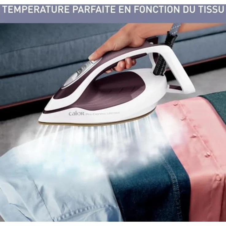 Calor GV9721C0, Trocken- & Dampfbügeleisen mit 3000 W und 160 g/min Dampfstoß, Violett und Weiß – Bild 5