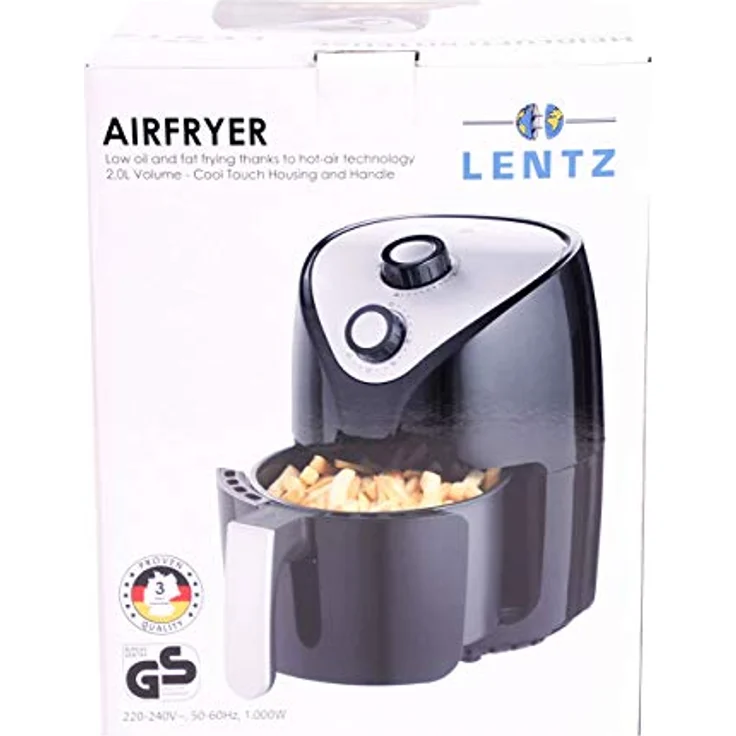 Lentz Heißluftfritteuse, ohne Fett, 1000 Watt, 2 Liter Fassungsvermögen, schwarz – Bild 2
